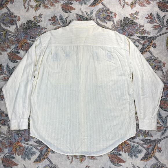 DISNEY Vintage Mickey Yellow White Stripe Long Sleeve Button Shirt Large - Picture 4 of 8